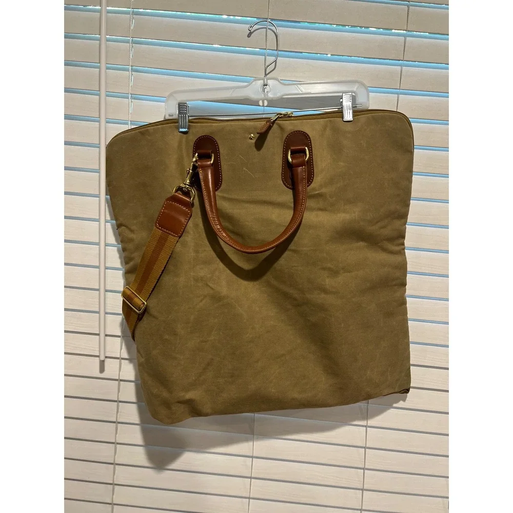 RARE Turtleson‎ Canvas Tote Bag Tan Canvas Brown Leather Trim USGA Golf Travel